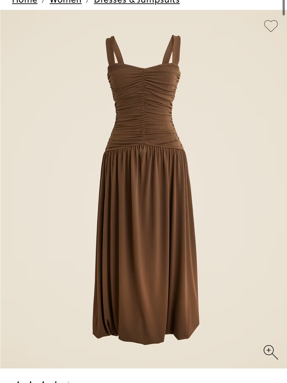 J. Crew Brown Ruched Bodice Maxi Dress